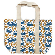 Handcrafted Canvas Bag with Block-Printed Crabs and Shells