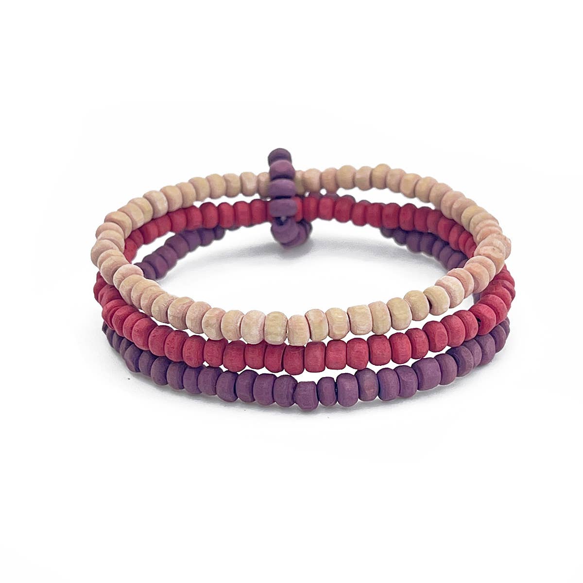 Prismatic Hues Stretch Bracelet - Red, Purple, Peach