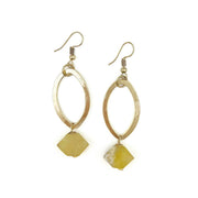 Gold-Plated Long Earrings With Prehnite Stones
