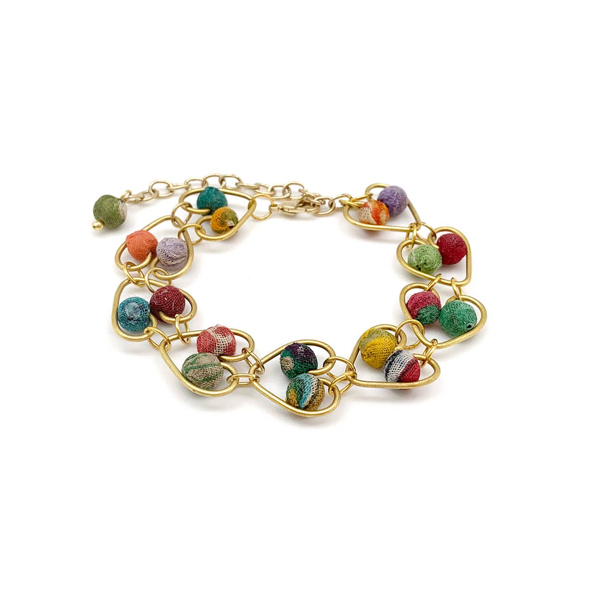 Aasha Connected Double Beaded Hearts Bracelet