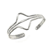 Silver Plated Adjustable Cuff Bracelet - Two Triangles