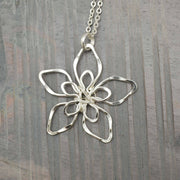 Silver Plated Pendant Necklace - Star Flower