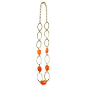 Gold-Plated Long Necklace With Carnelian Stones