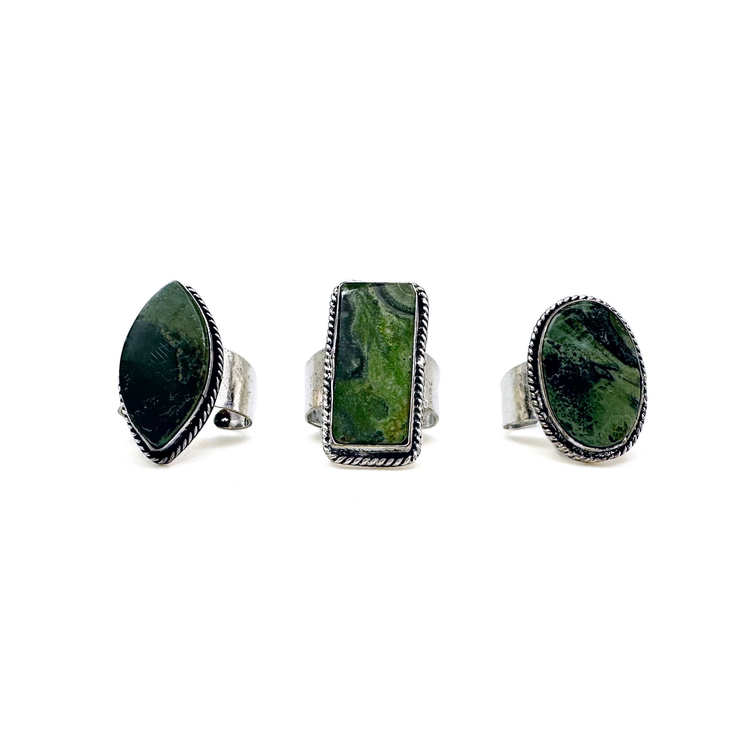 Handcrafted Kashi Semiprecious Stone Ring - Kambaba Jasper