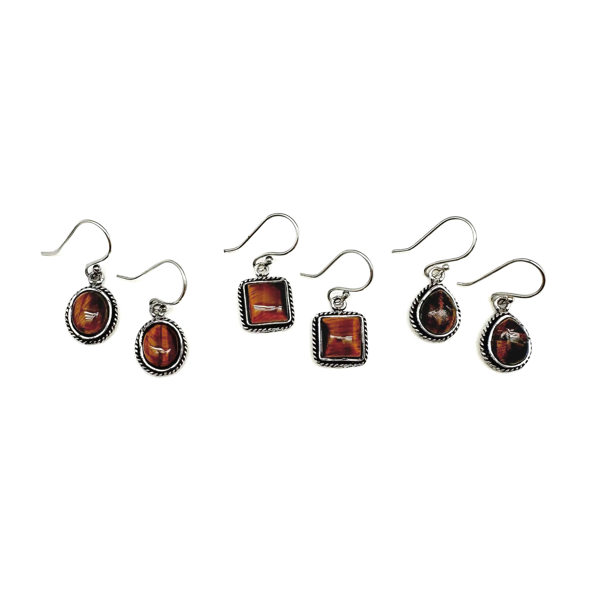 Handcrafted Semiprecious Small Stone Earrings - Tigereye