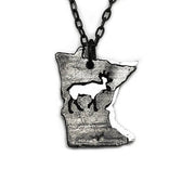 Home State Jewelry - Pewter Necklace - Minnesota with Moose