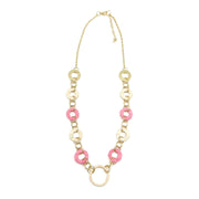 Sachi Raffia Rings Necklace - Pink and Cream Small Rings