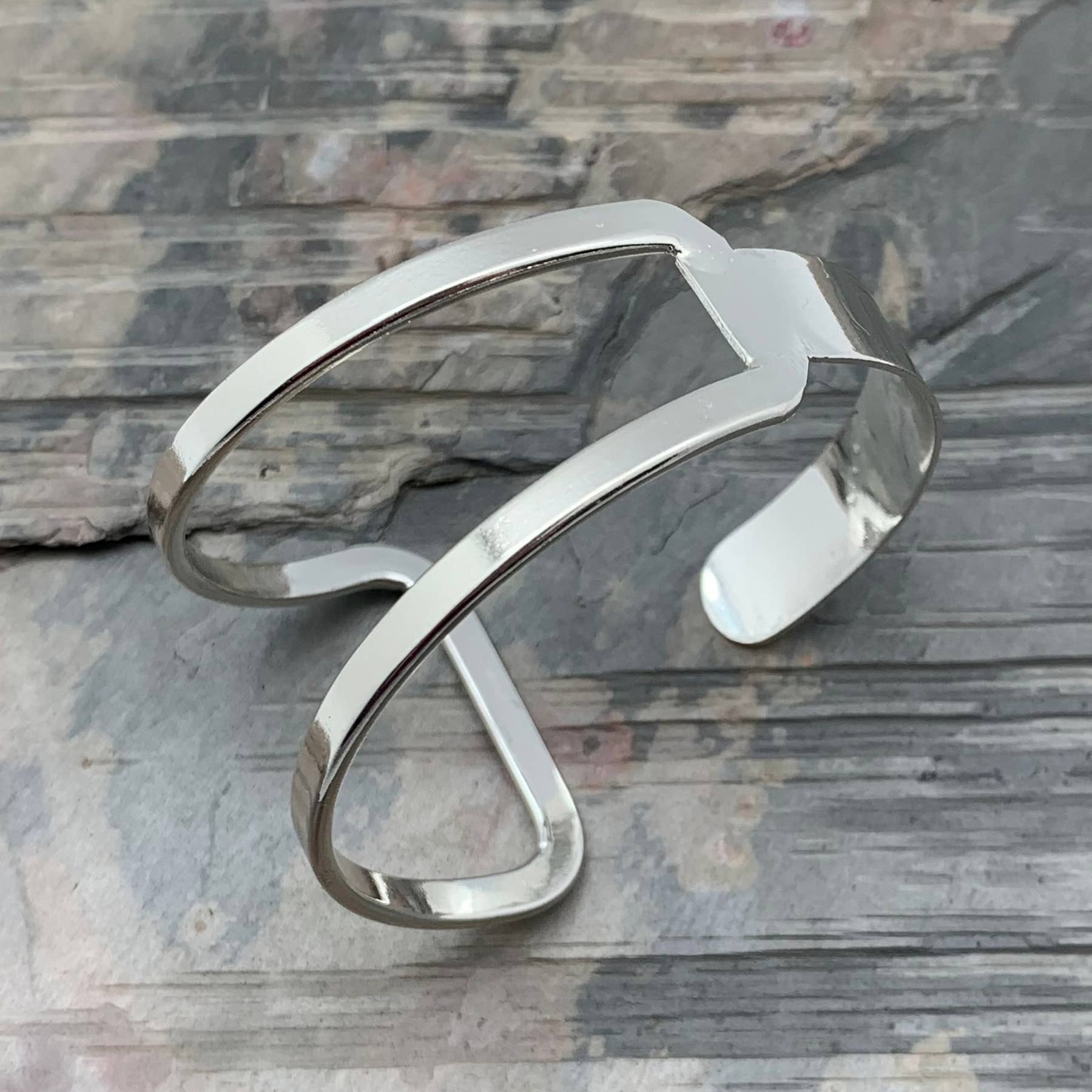 Silver Plated Adjustable Cuff Bracelet - Buckle