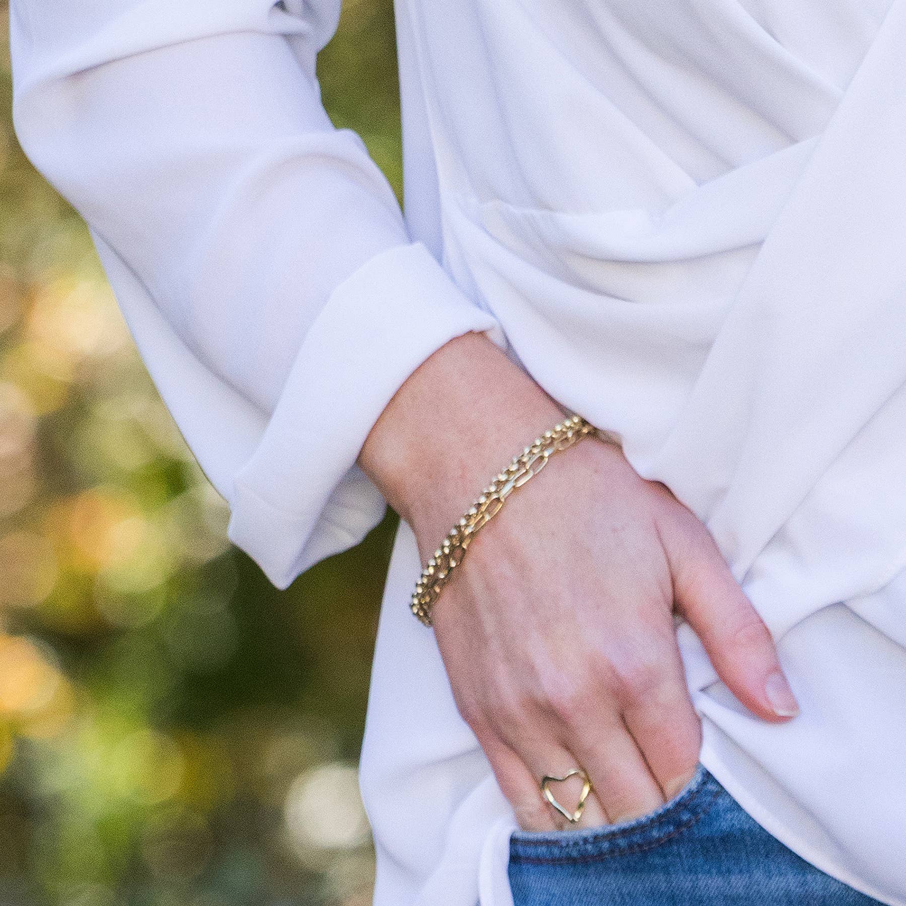 Brass Chain-Link Bracelet - Paperclip and Curb Chains