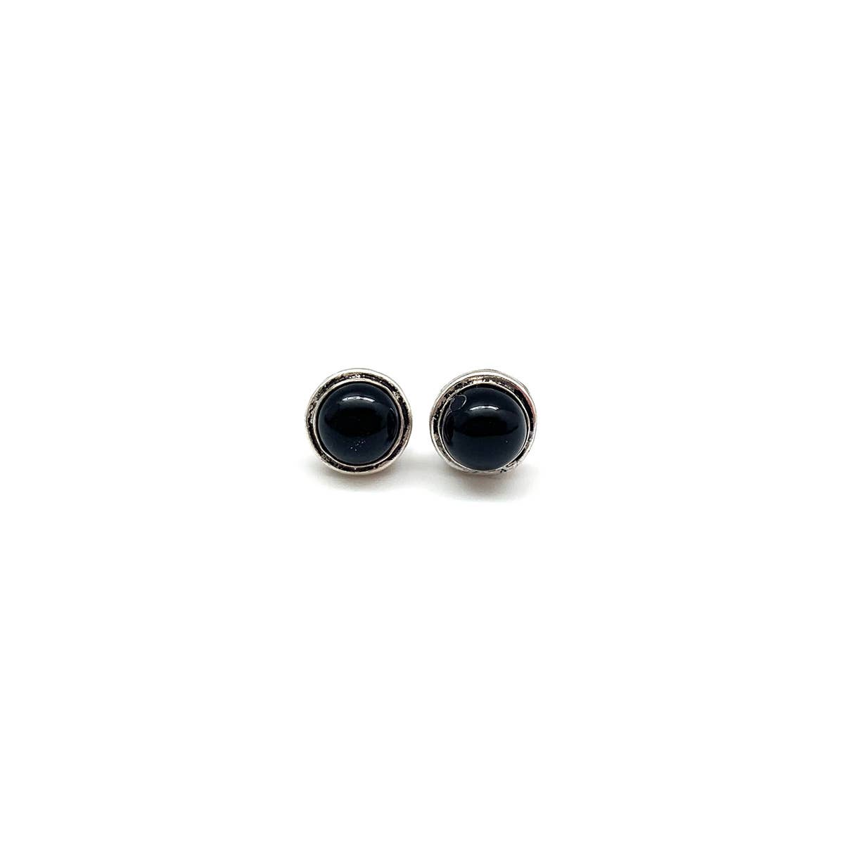 Handcrafted Semiprecious Stone Post Earrings - Black Onyx