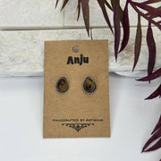 Handcrafted Kashi Semiprecious Stone Post Earrings -Tigereye