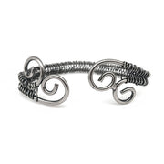 Basketweave Antique Silver Curved Ends Woven Cuff