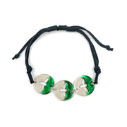 Pewter Bracelet with Color Enamel - Green/White Bee