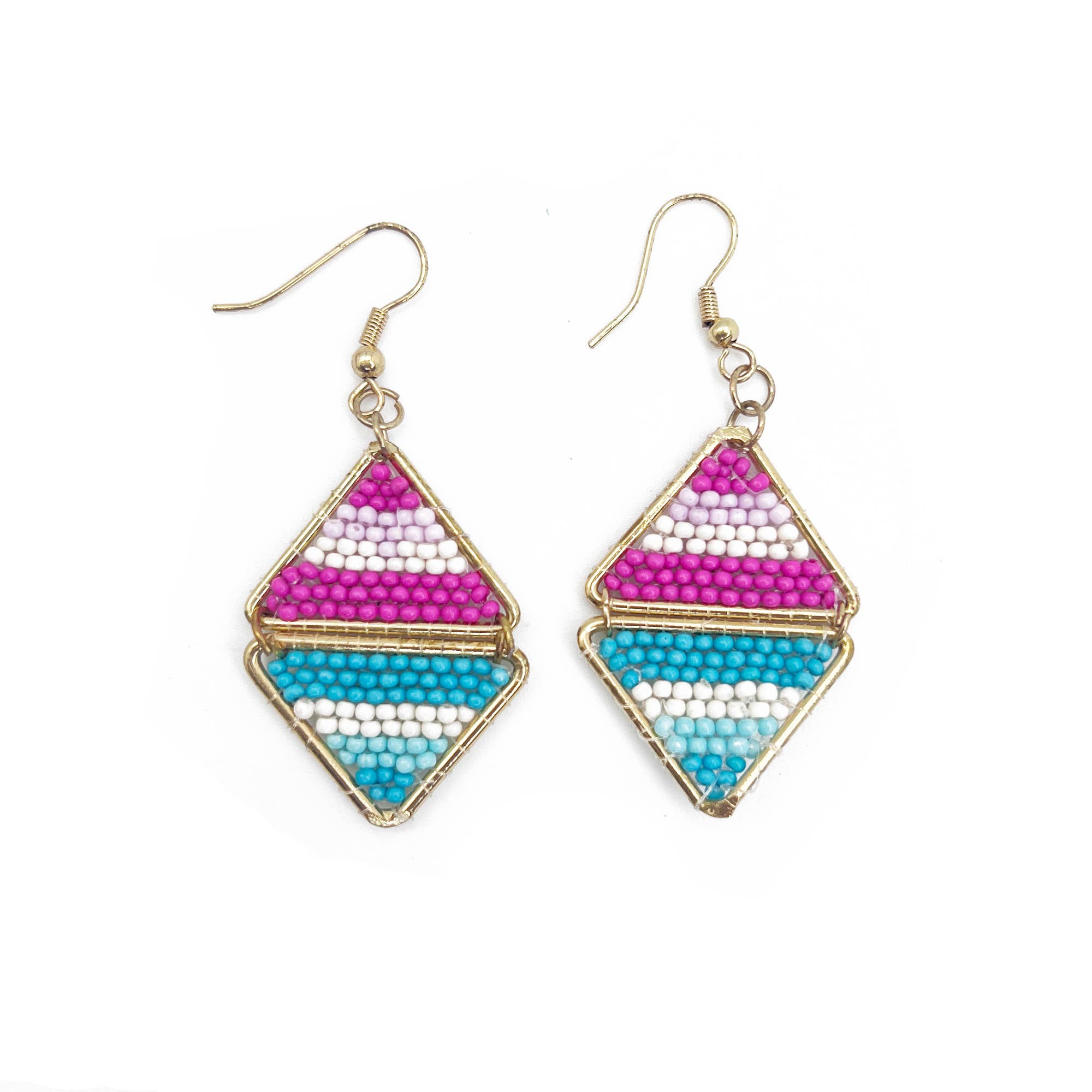 Seed Bead Layered Triangles Earrings - Multiple Color Styles