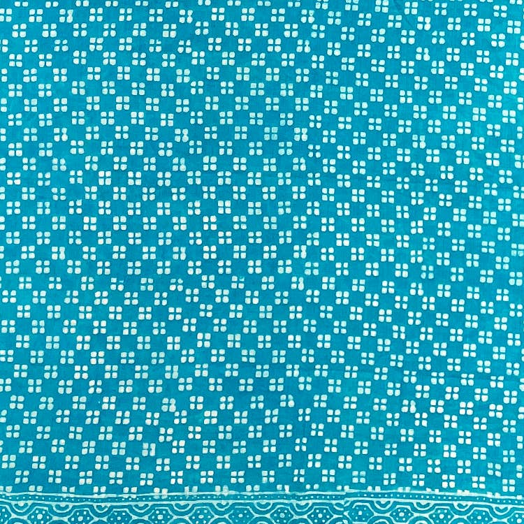 Handcrafted Cotton Sarong - Turquoise Grid