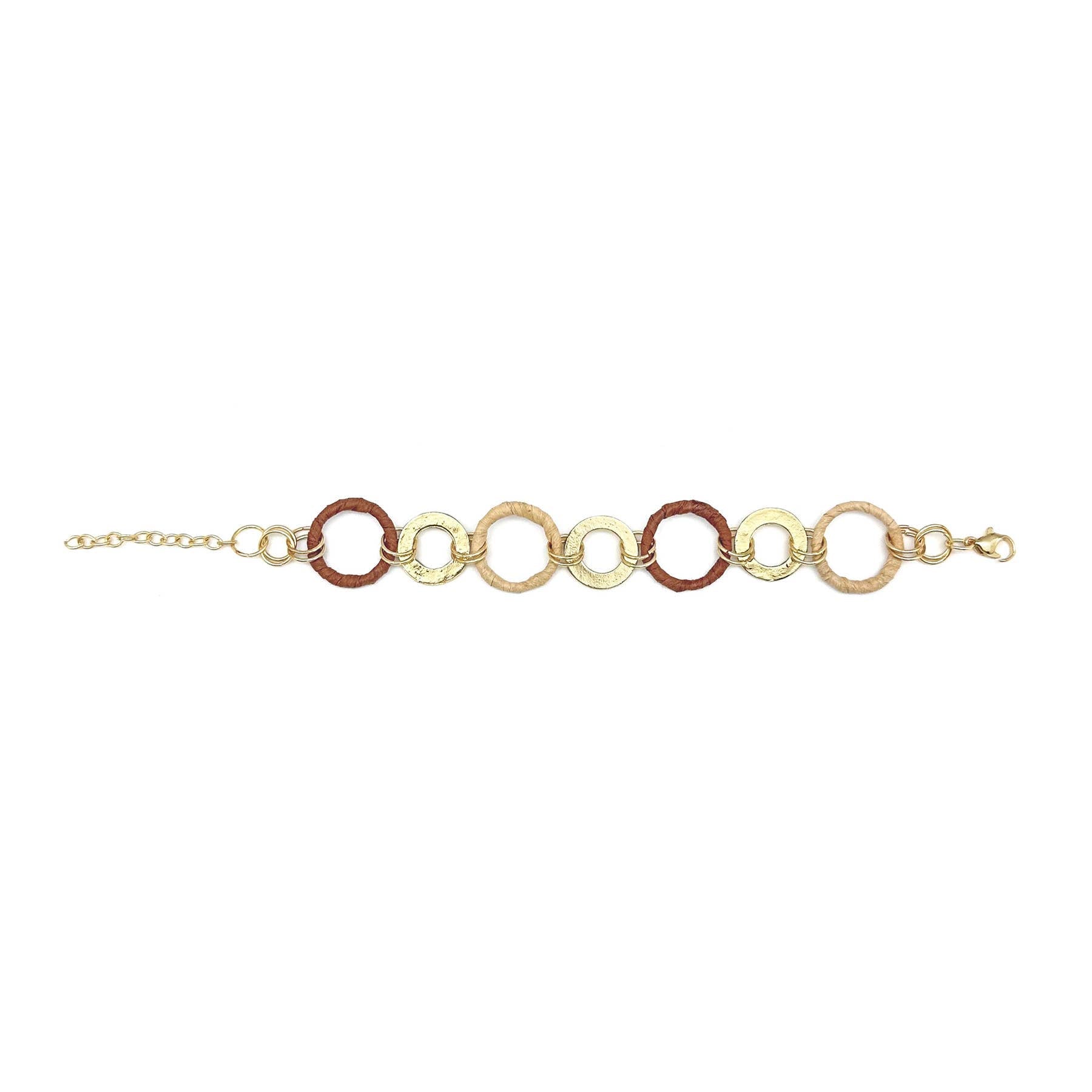 Sachi Raffia Rings Bracelet - Tan Large and Small Rings