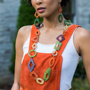 Omala Necklace - Variety of Beads in Orange/Green/Purple