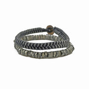 Aadi Green Disc Beads and Braided Cord Men's Bracelet Set