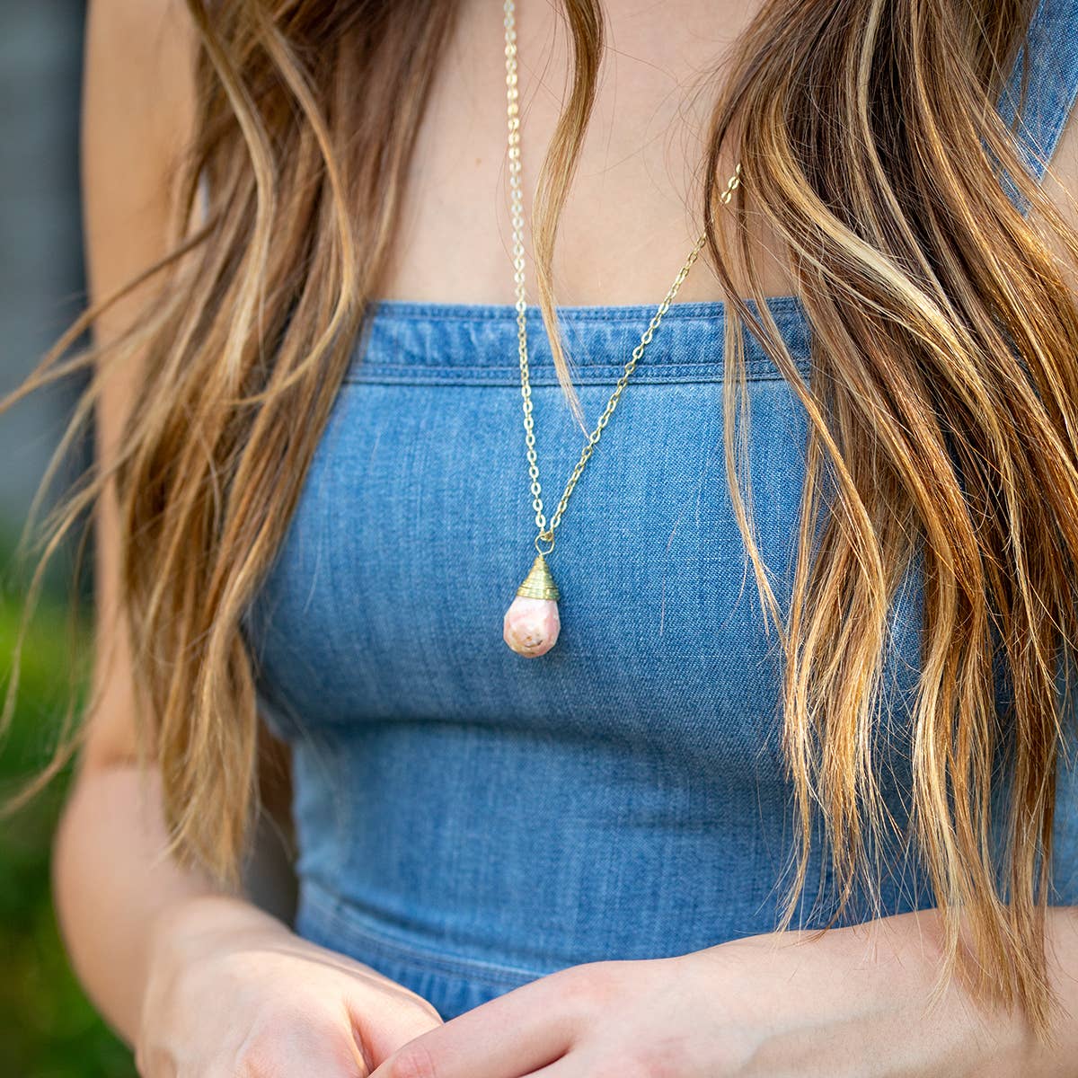 Gold-Plated Yellow Aventurine Teardrop Necklace