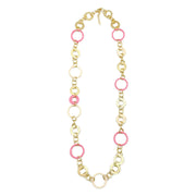Sachi Raffia Rings Necklace - Pink Large and Small Rings