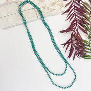 Sachi Long Wood Bead Necklace - Turquoise