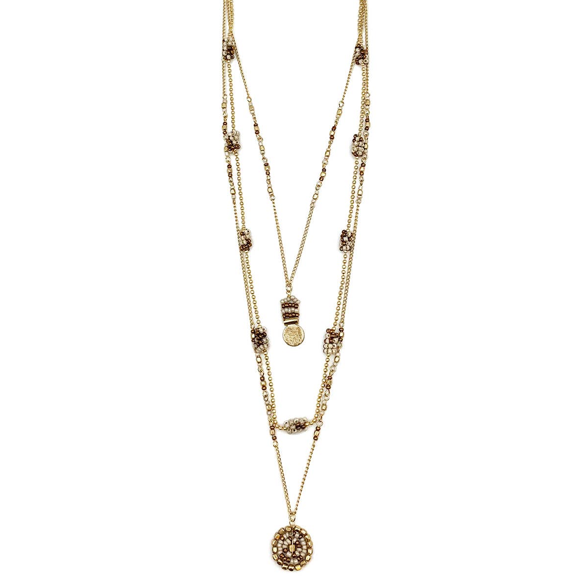 Sachi Coffee & Cream Collection Necklace - Tiny, Small Discs
