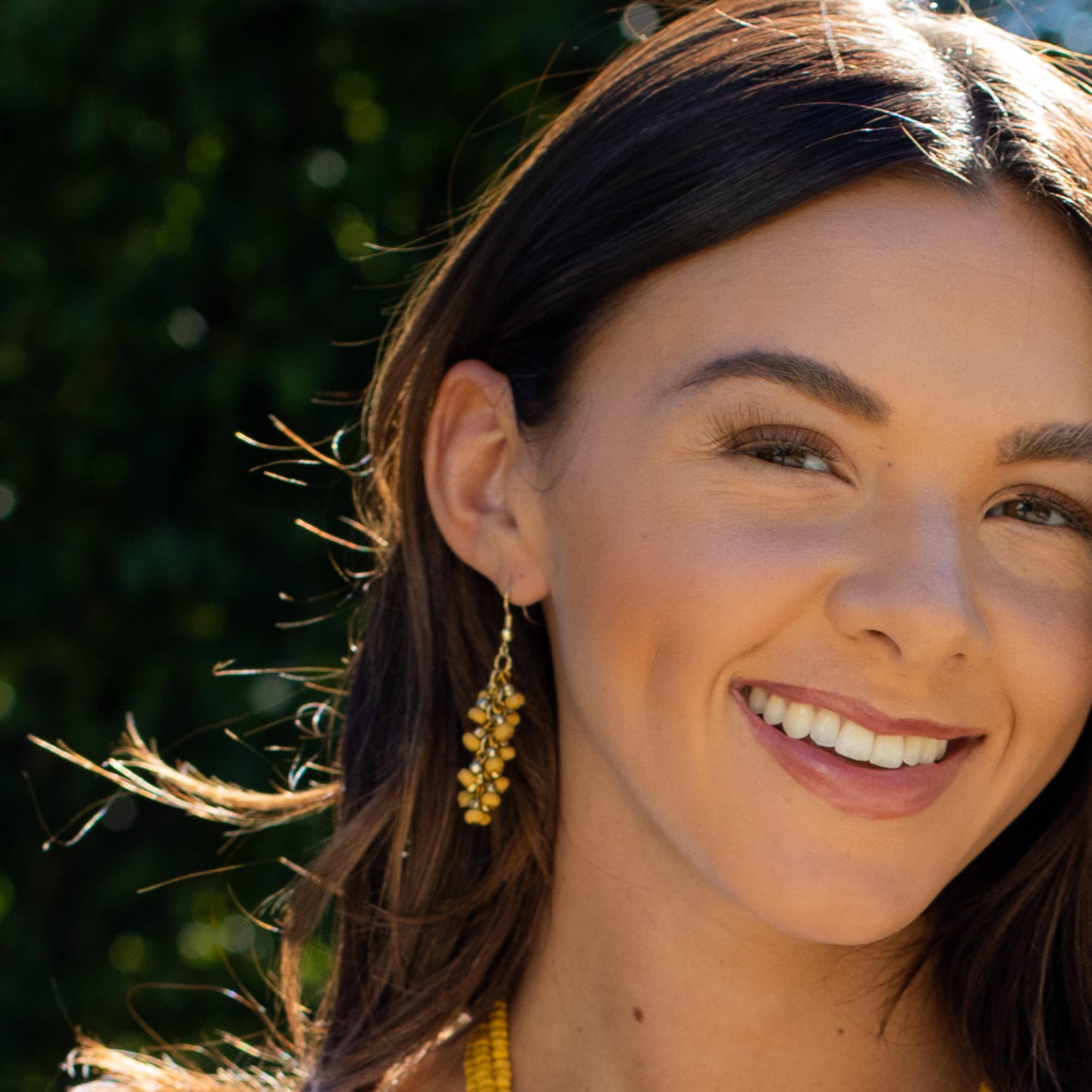 Sachi Chromatic Hues - Yellow Dangle Cluster Earrings