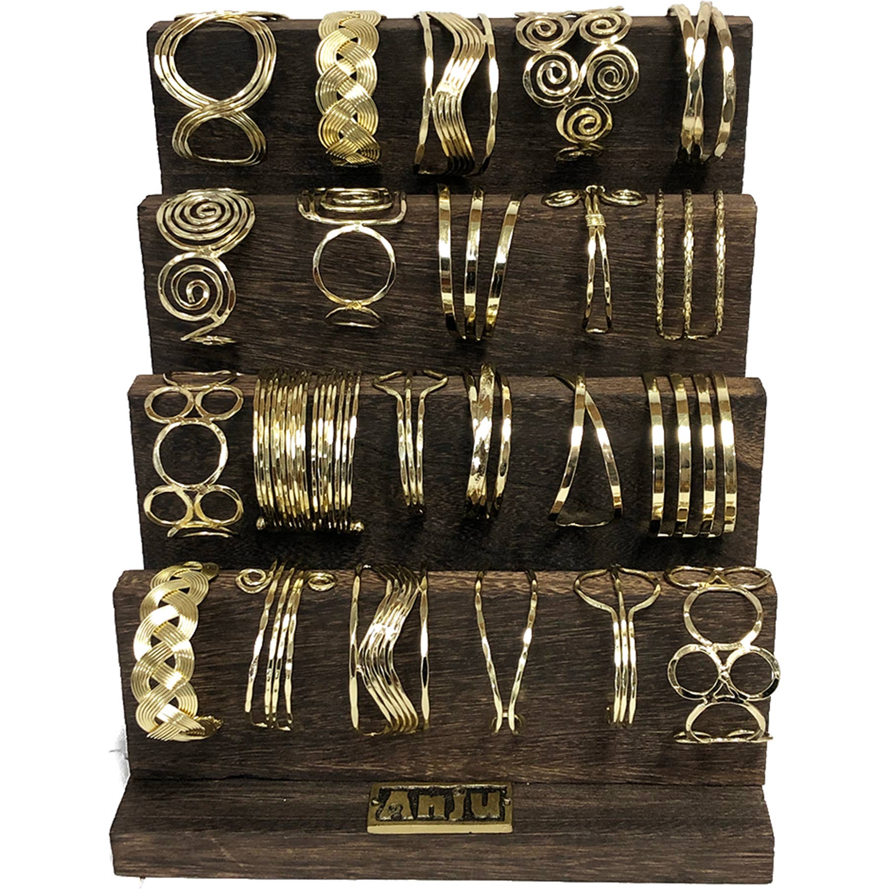 Four-Tier Wooden Cuff Bracelet Display