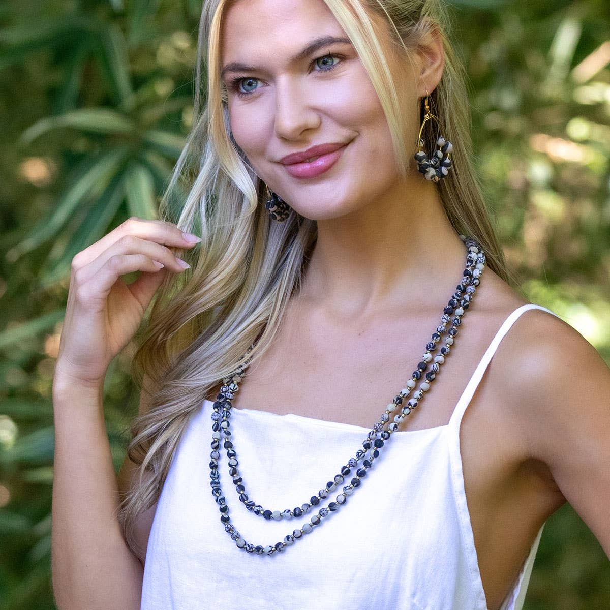 Aasha Monochrome Kantha Layered & Handcrafted Necklace.