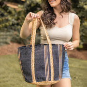 Isla Cotton and Jute Durable Everyday Tote - Black