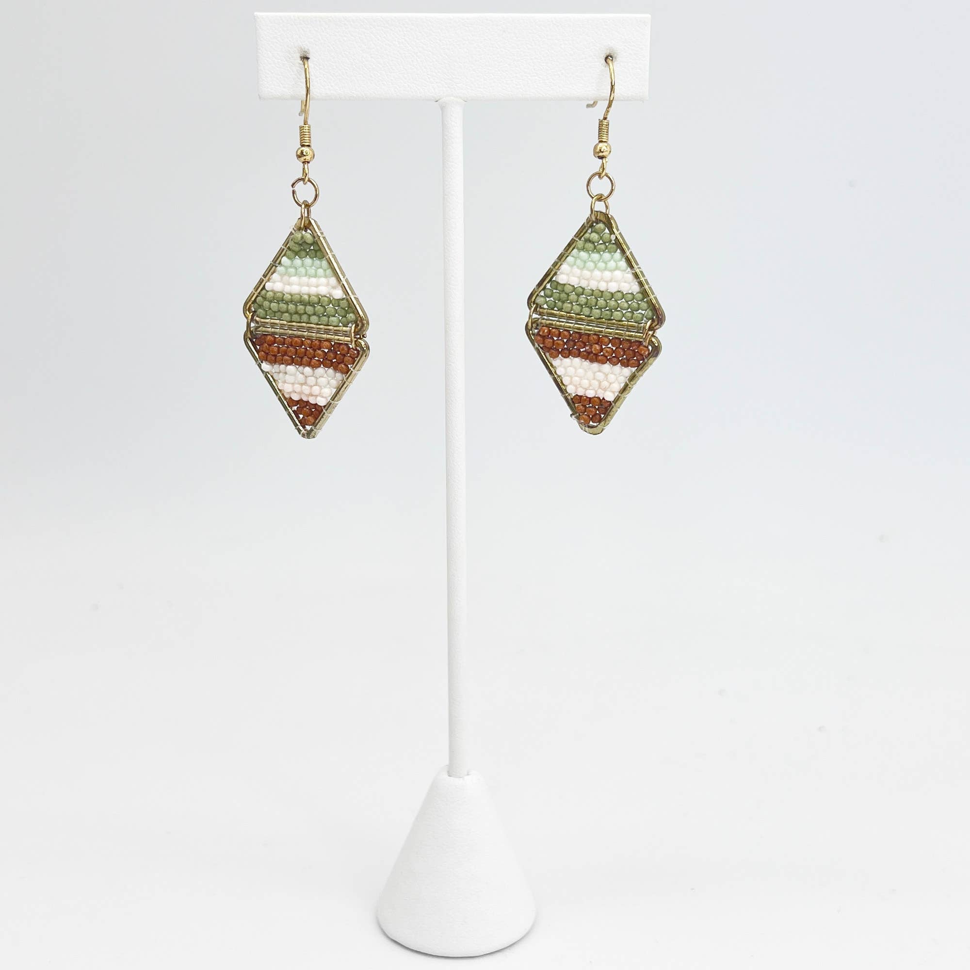 Seed Bead Layered Triangles Earrings - Multiple Color Styles