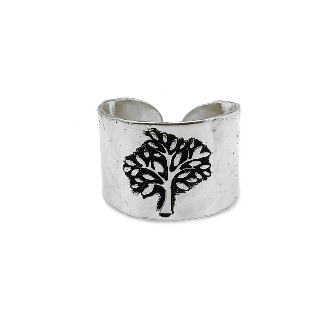 Silver Plated Adjustable Cuff Ring - Tree