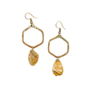 Gold Plated Geometric Earrings - Brecciated Mookite