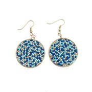 Seed Bead Sprinkle Earrings - Blue