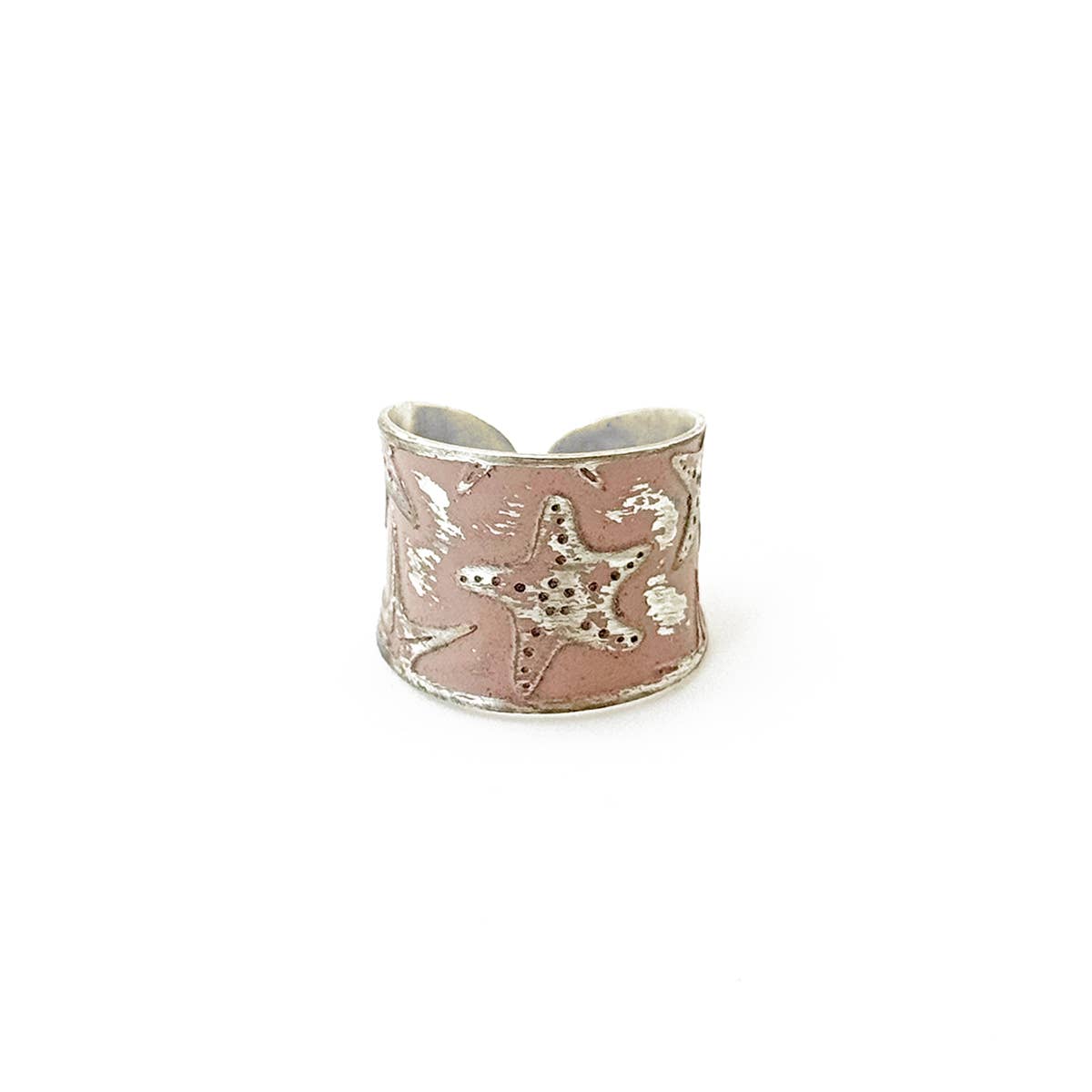 Handcrafted Light Pink Starfish Patina Ring