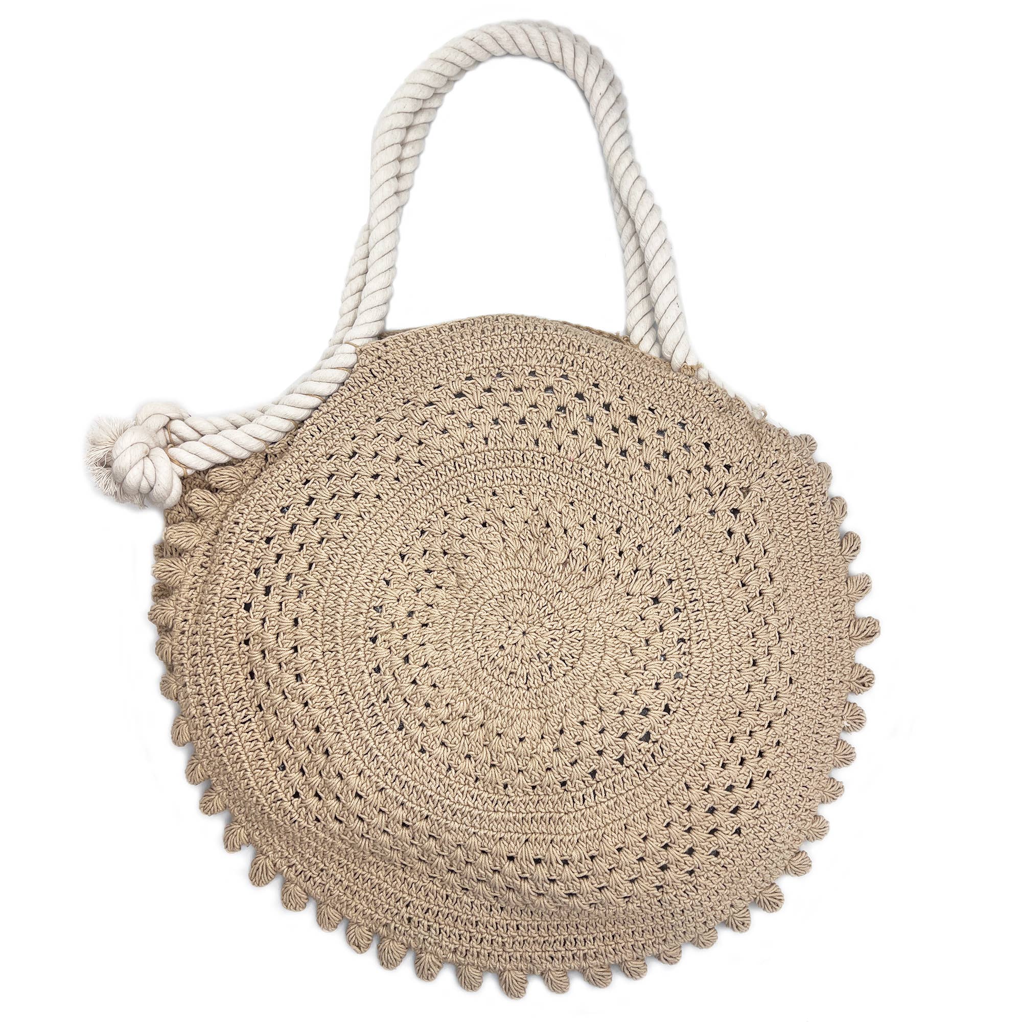 Nina Bag - Knitted Cotton Bag with Rope Handles - Sand