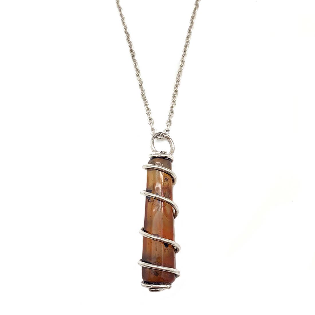 Handcrafted Silver Wrapped Agate Necklace