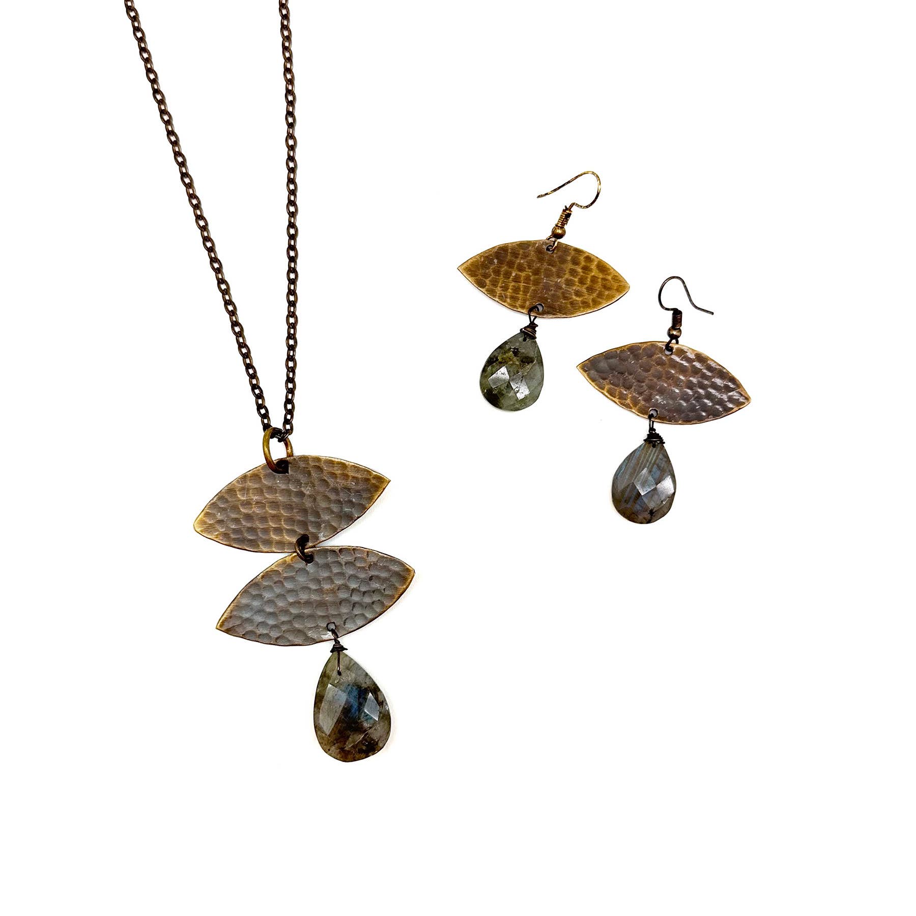 Banjara Collection Earrings - Labradorite, Brass Marquise