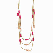 Sachi Cerise Collection Necklace - Three Layer Beaded Tubes