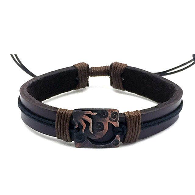Pull Tie Leather Bracelet - Sun and Moon
