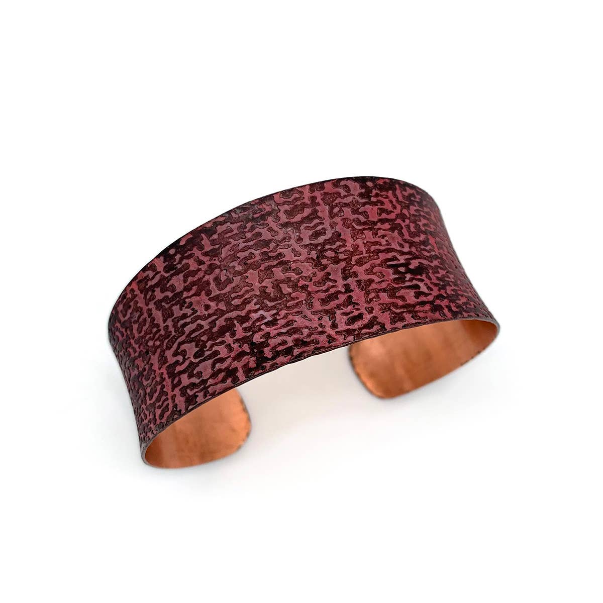 Copper Patina Bracelet - Red Marbled Print