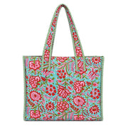 Pink Carnations Block-Printed Quilted Mini Tote