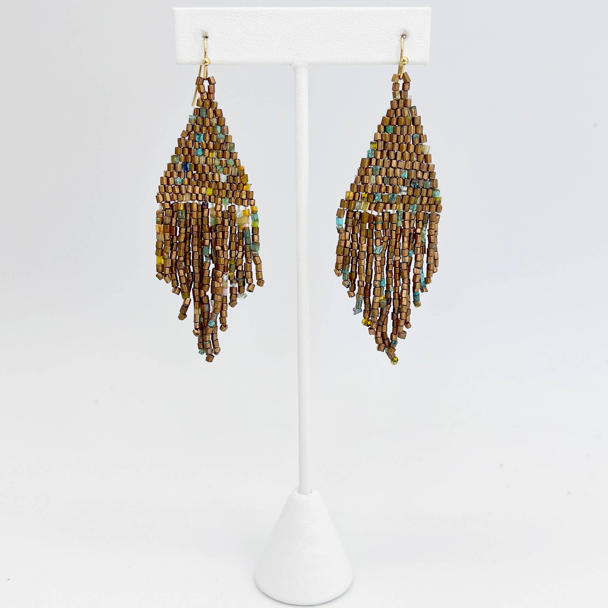 Seed Bead Fringe Earrings - Multiple Color Styles