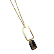Gold Plated Geometric Necklace - Tigereye