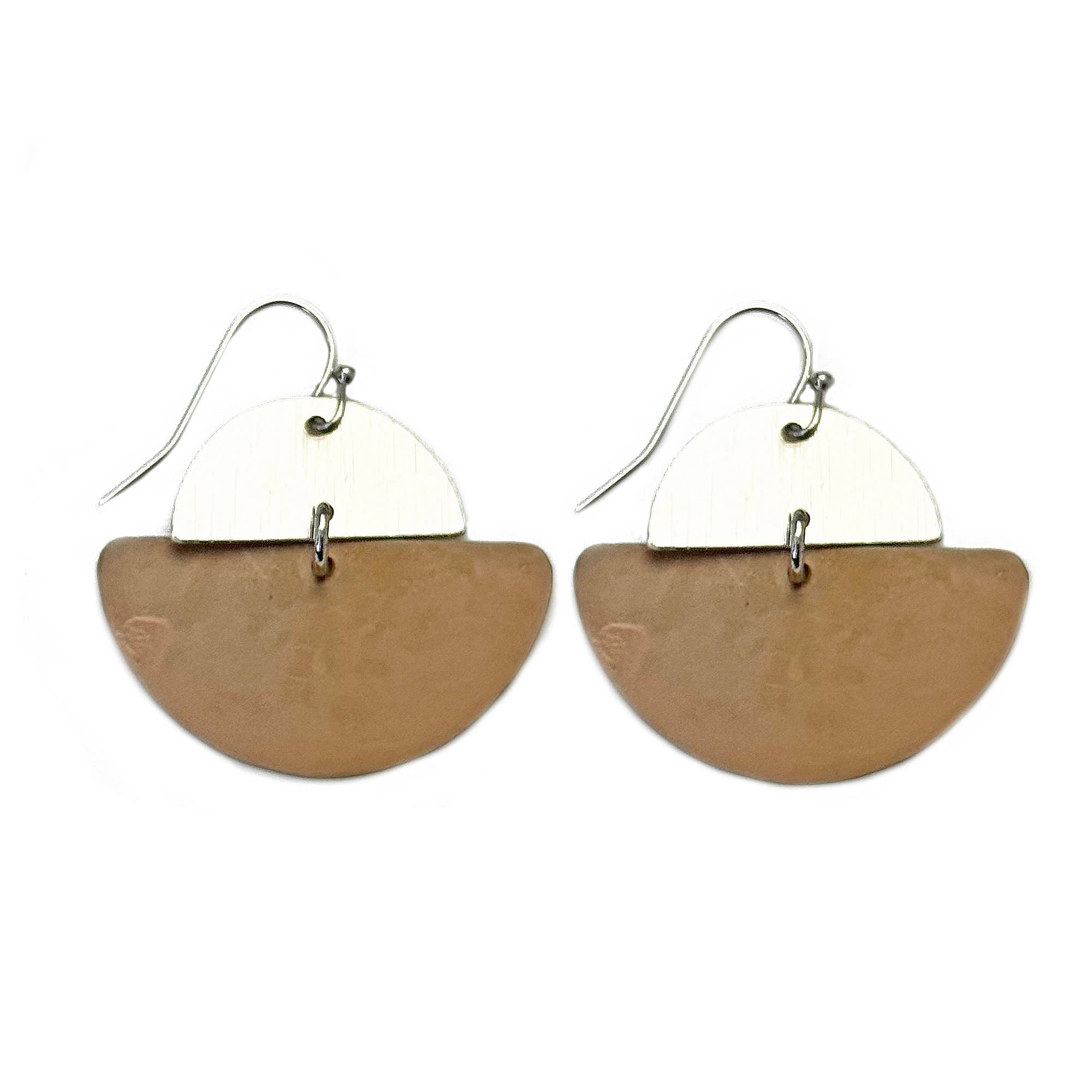 Handcrafted Brown Patina Fanform Earrings