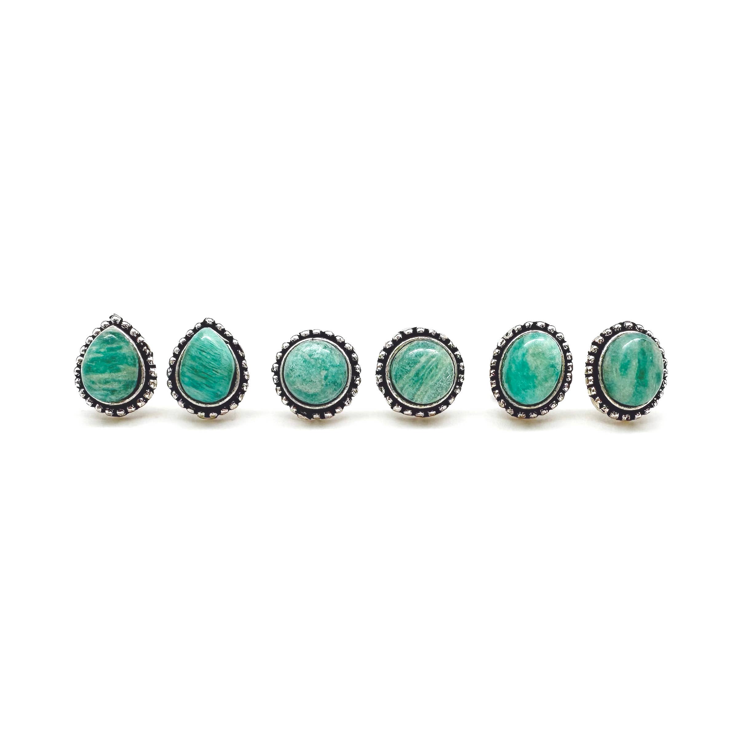 Handcrafted Semiprecious Stone Post Earrings - Amazonite
