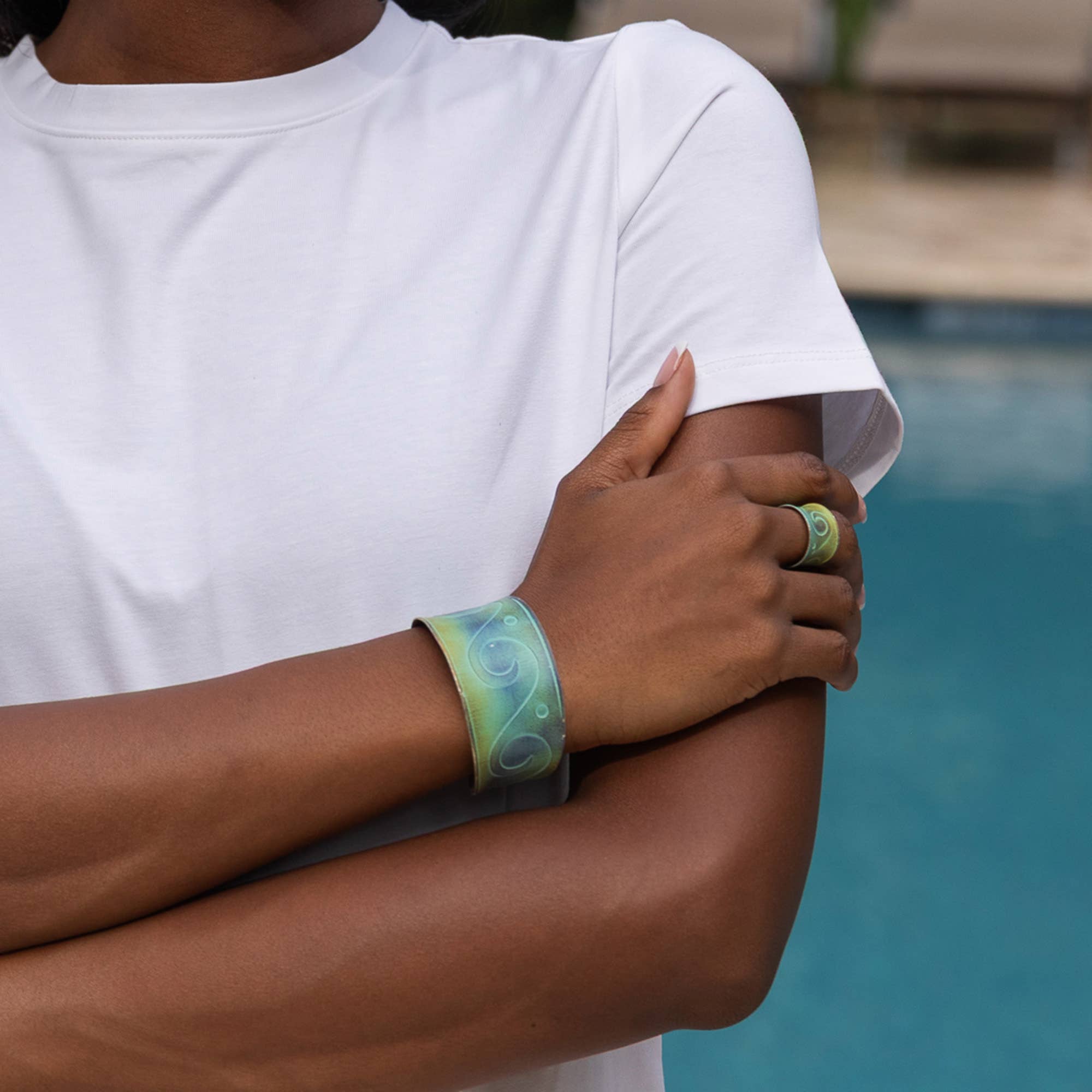 Handcrafted Green & Blue Ocean Wave Patina Bracelet