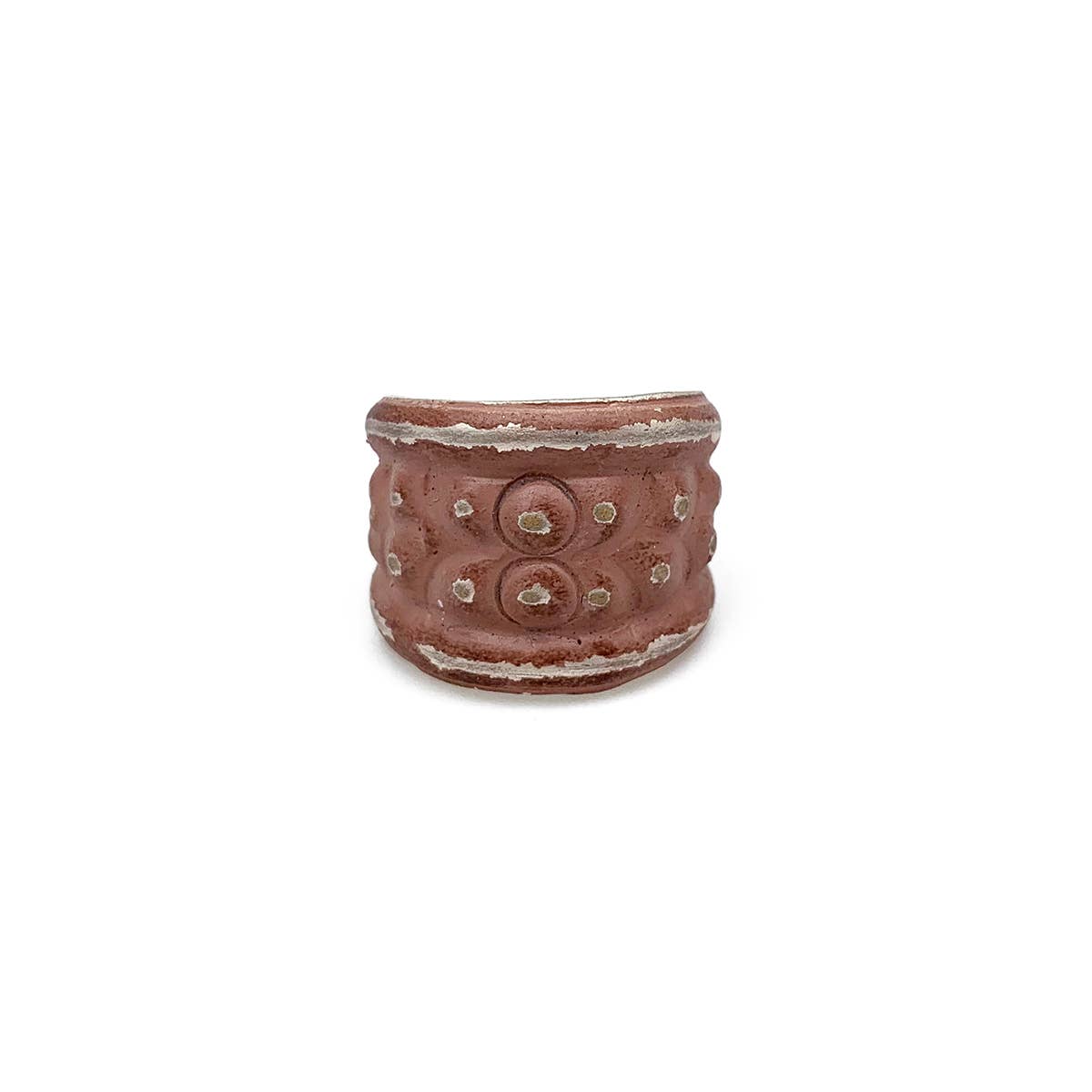 Silver Patina Ring - Dusty Rose Circles and Bands