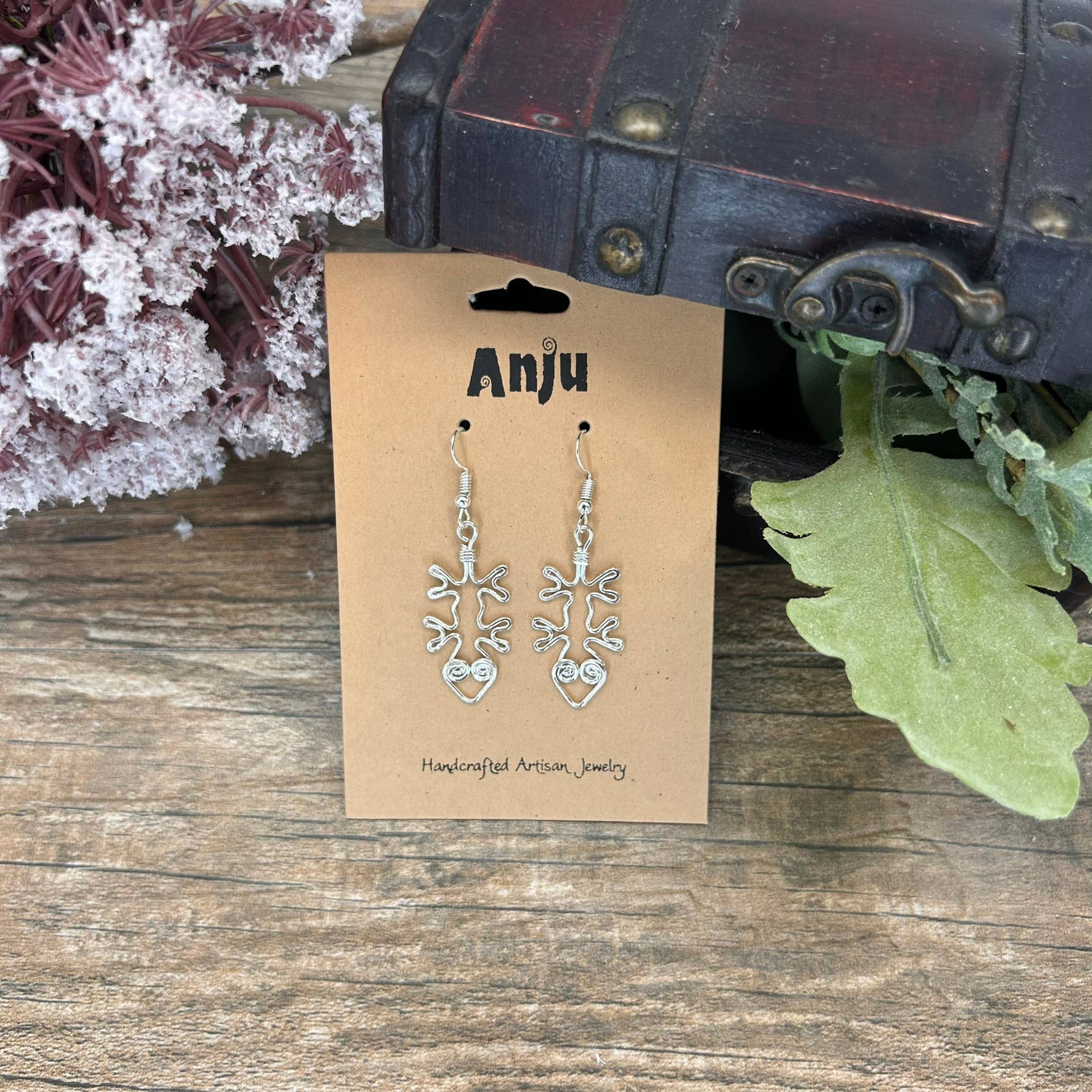 Silver Plated Earrings - Smaller Size Lizard