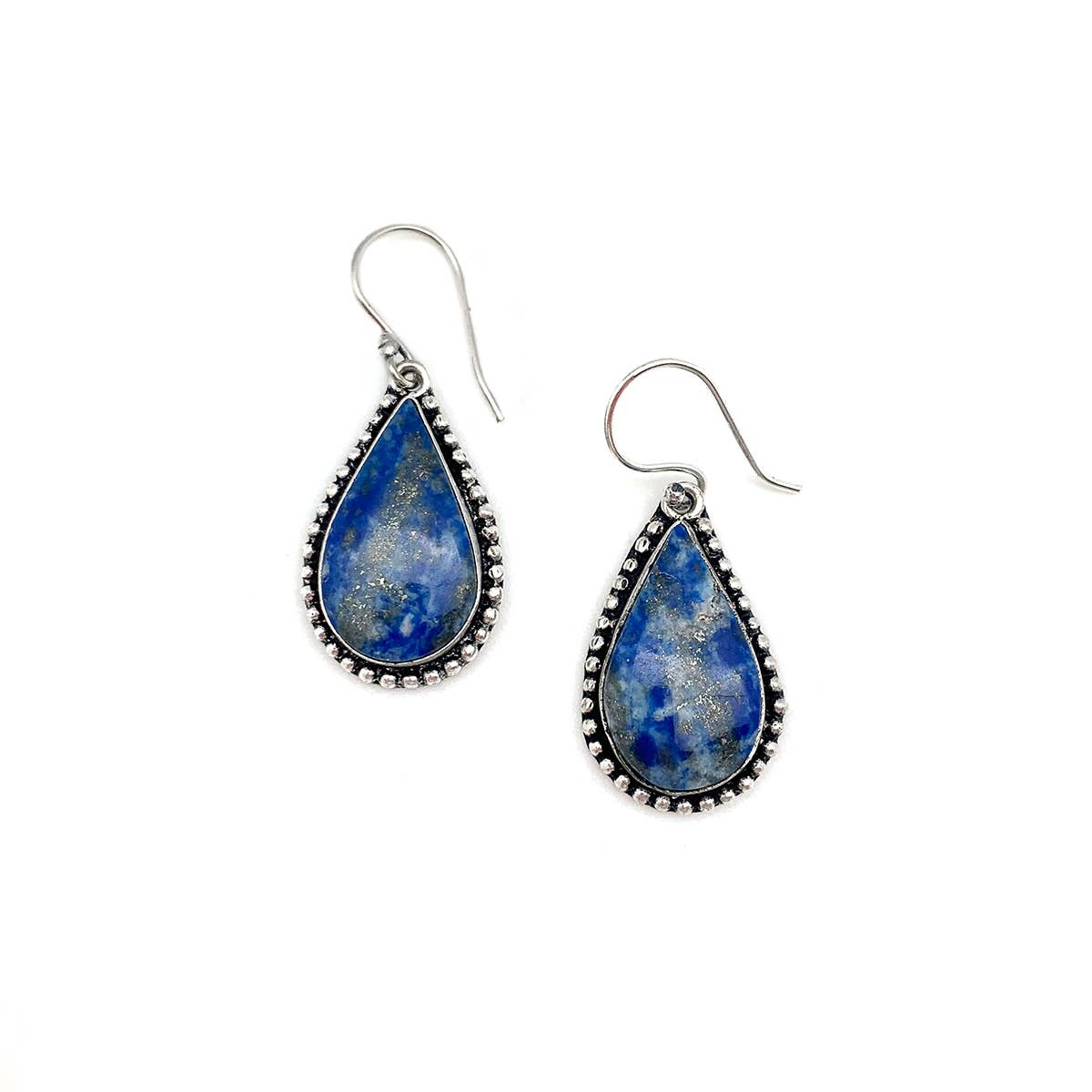 Handcrafted Kashi Semiprecious Stone Earrings - Lapis